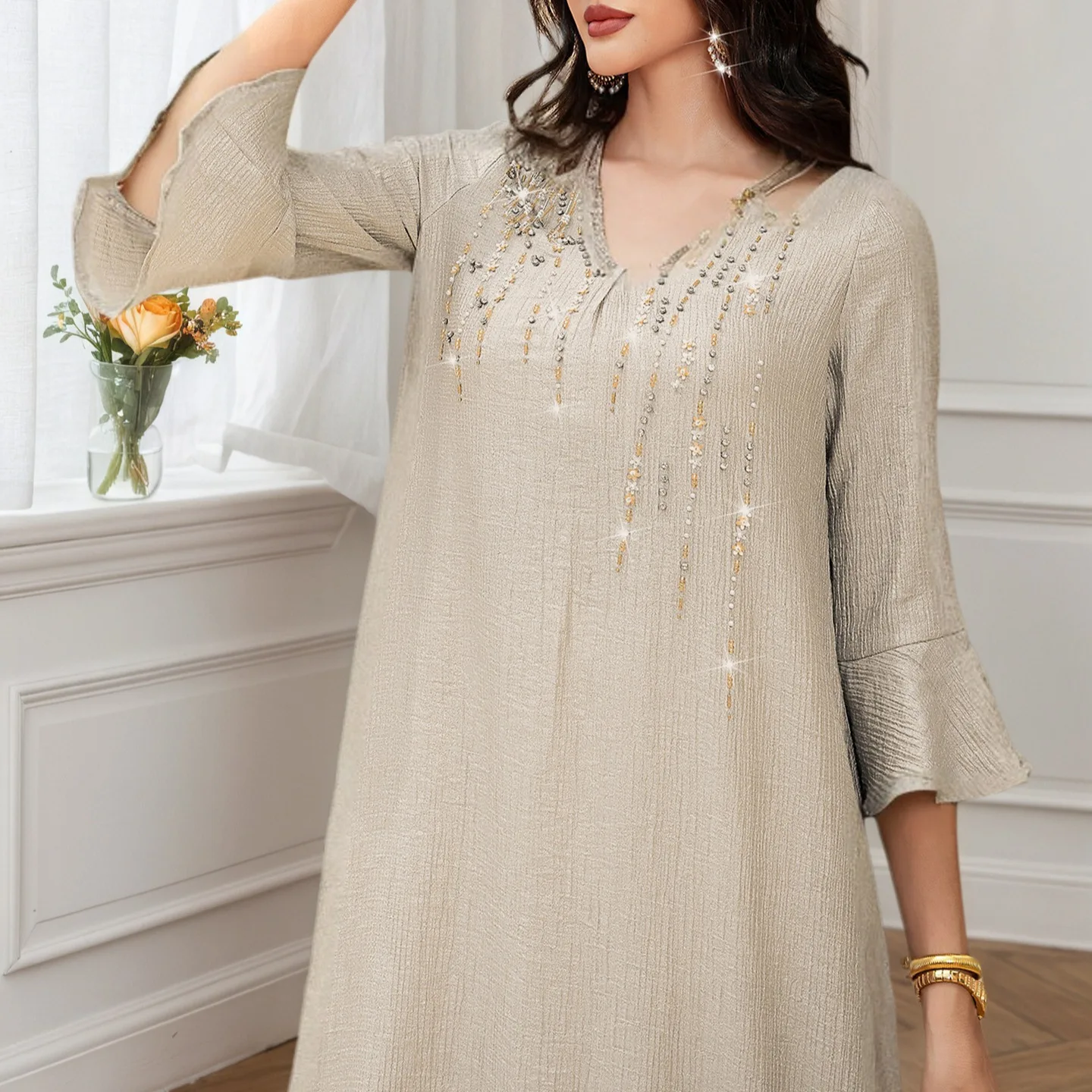

Eid Mubarak Djellaba Ramadan Diamonds Abaya Dubai Kaftan Women Muslim Dress Turkey Kebaya Caftan Marocain Femme Robe Jalabiya