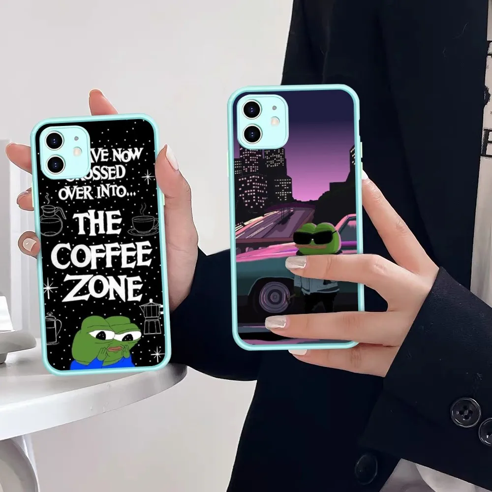 

Sad Frog Pepe Phone Case for iPhone 14 11 12 13 Mini Pro Max 8 7 Plus X XR XS MAX Translucent Matte Cover