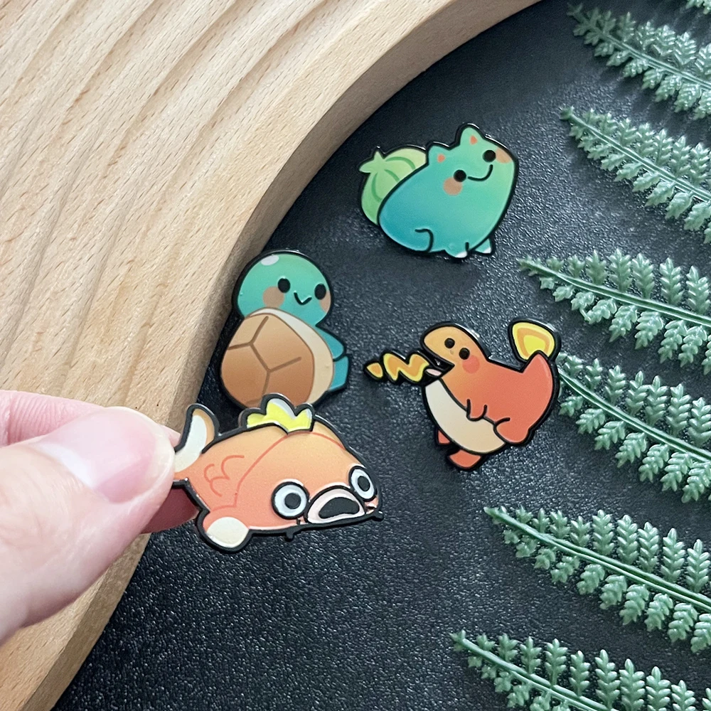 مجموعة دبابيس بوكيمون أنيمي مكونة من 4 قطع - دبابيس معدنية من المينا السنجاب تشارماندر بولباسور، شارات على شكل شخصية كرتونية لحقيبة الظهر هدايا رائعة