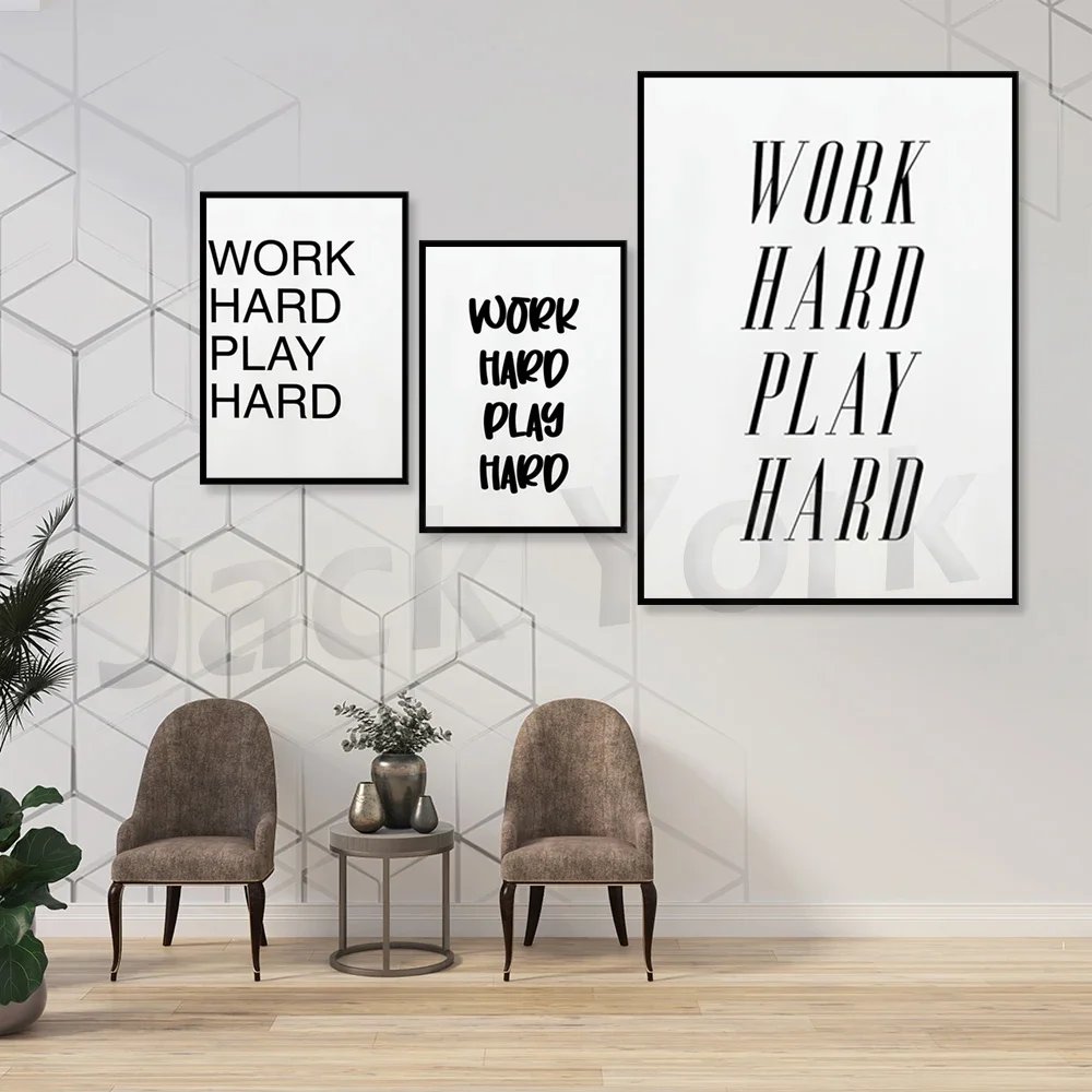Work Hard Play Hard - Home Decor Quote Print - Wall Art - Bedroom and Office Decor