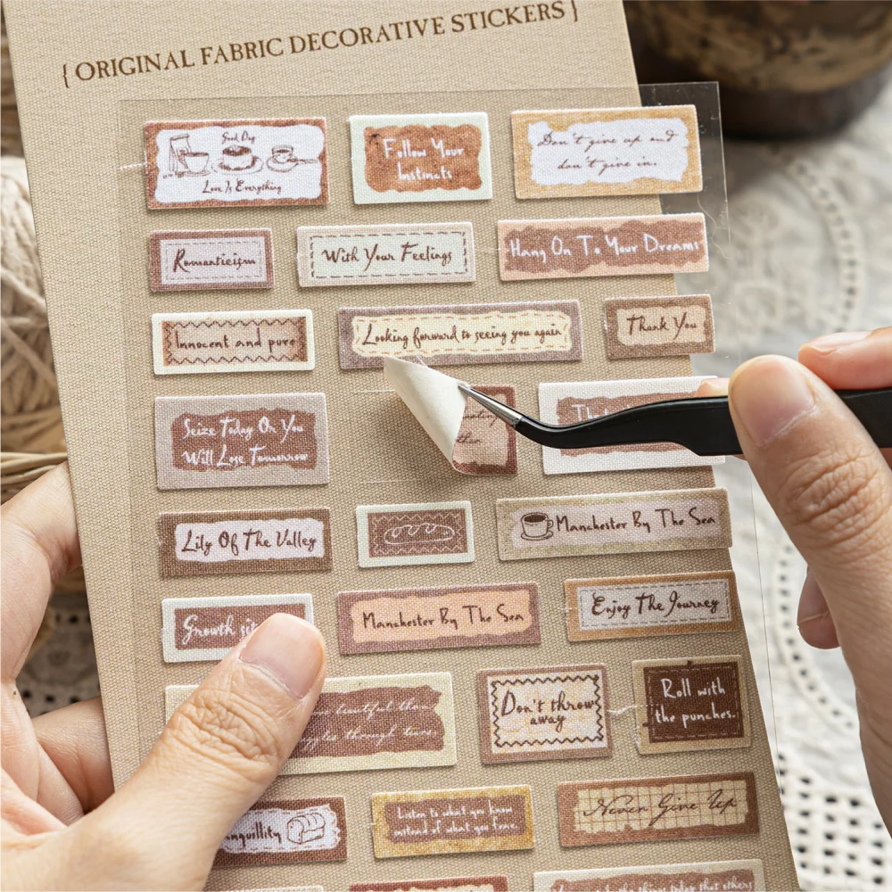 Card Lover 1 Pcs [Bu Shang Zi Language Series] English Handbooks On Canvas Stickers Cloth Stickers Paper Material Scrapbook Kit