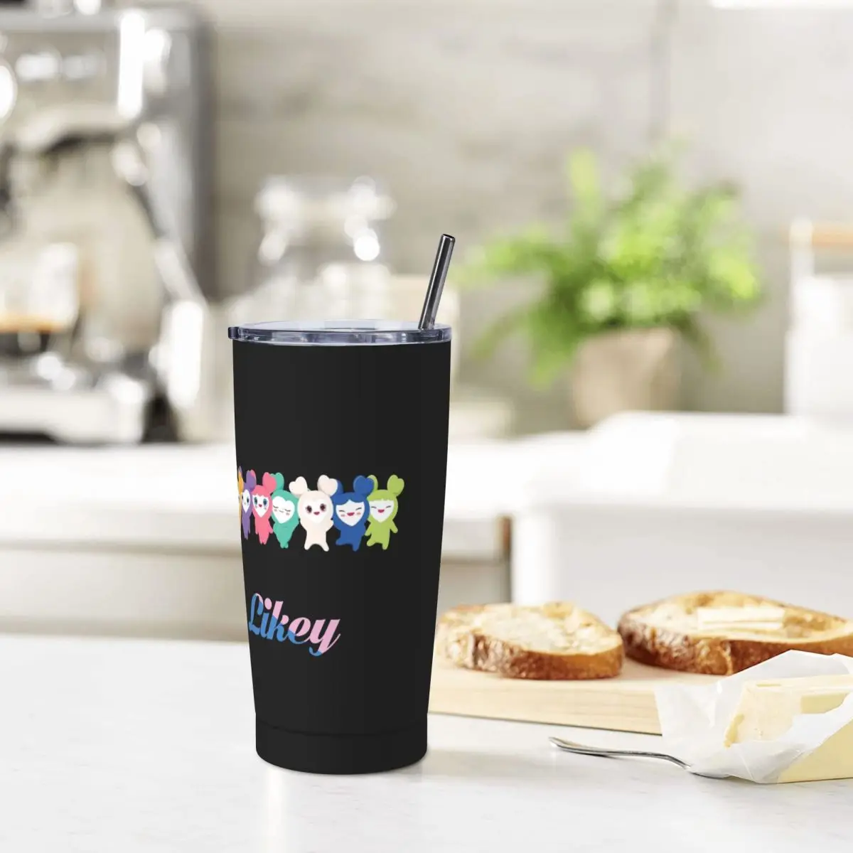 أكواب قهوة معزولة بالفراغ من Likey Twices Kpop Music مع غطاء من القش للمكتب والمنزل وزجاجة مياه، 20 أونصة #6