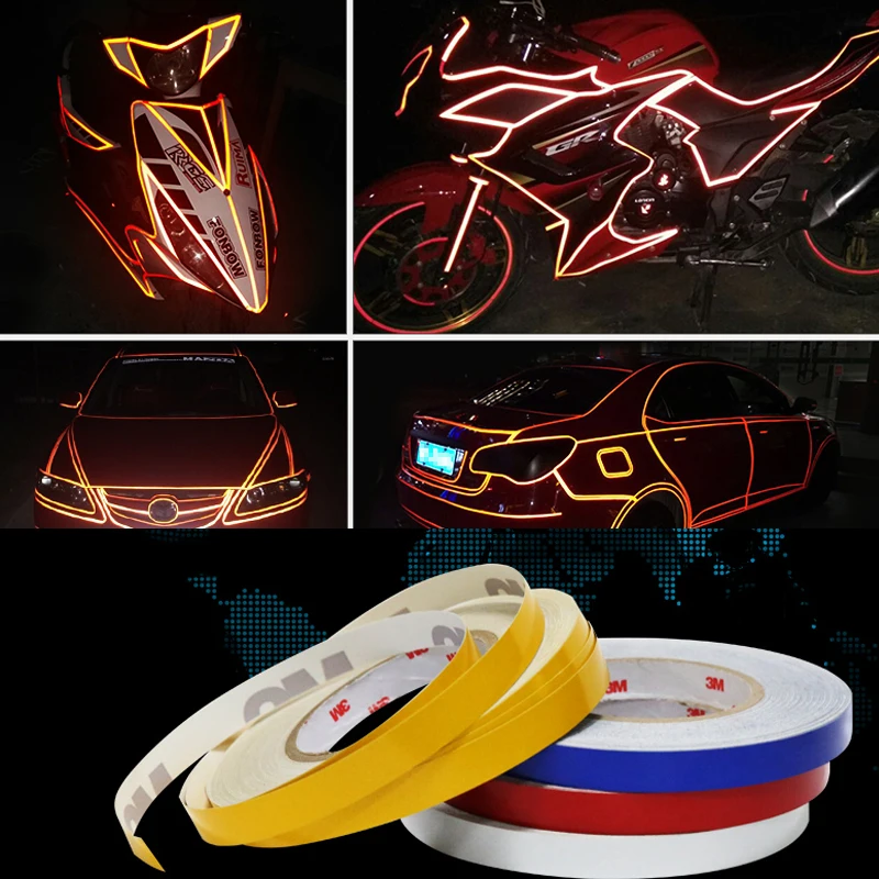 

2cm*5M Reflectante Reflector Sticker Car Exterior Accessory Adhesive Reflective Tape Reflex Warning Strip Protect Car Body Film