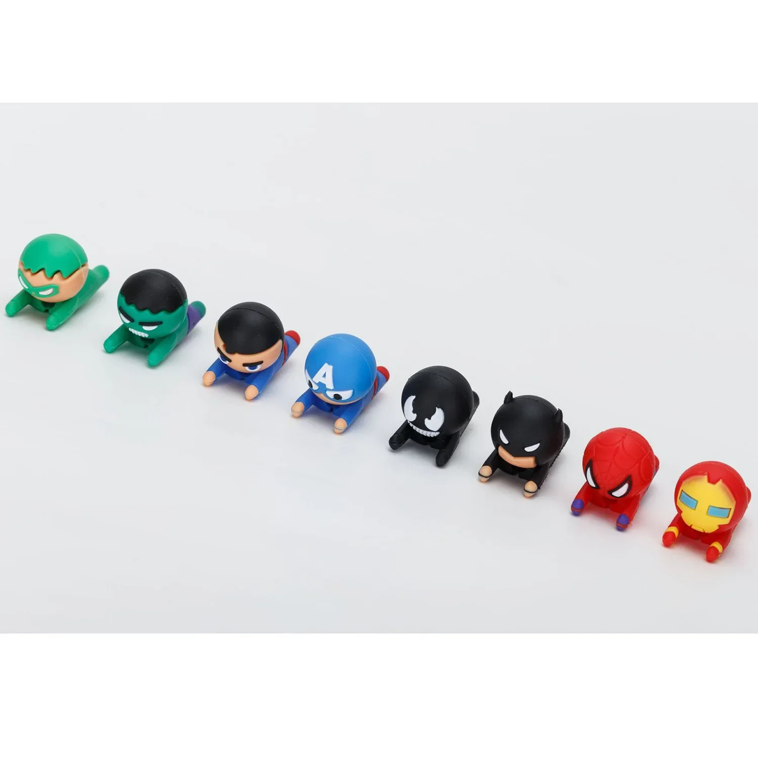 Disney Marvel Spiderman USB Protective Case Iron Man Hulk Venom Figure Cartoon Silicone Data Cable Bite Protective Cover Toys