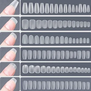 Vollständige Abdeckung Matt Press auf Nagelspitzen, weiche falsche Nägel, ovale Mandel, geschnitzter falscher Nagel, 120pcs pro Beutel 10 Hauptverkäufe Herbstnägel - №3