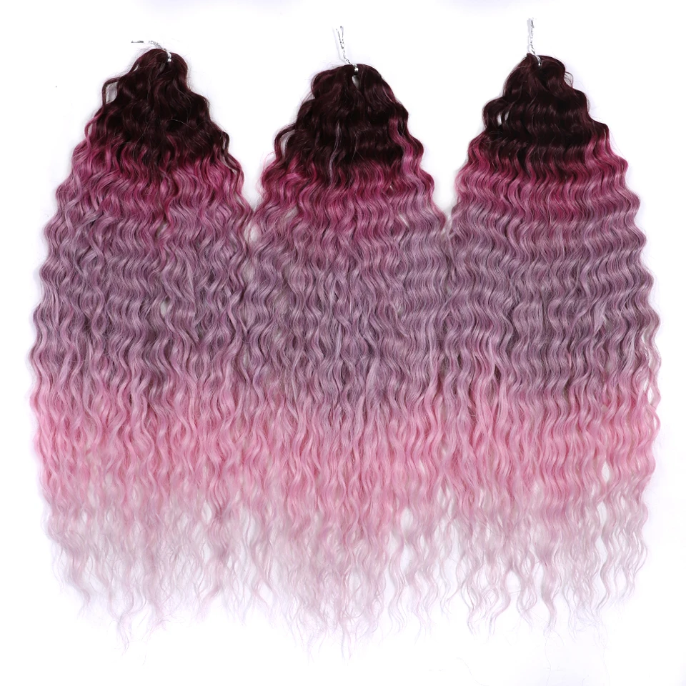 الحرية ارييل الضفيرة الاصطناعية تويست الكروشيه الشعر 22 بوصة موجة المياه تجديل وصلات شعر أومبير شقراء قوس قزح الشعر الملون #4