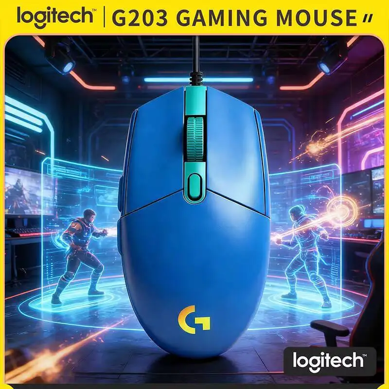 Logitech G203 Gaming Mouse 200-8000 DPI Adjustable LIGHTSYNC RGB 6 Buttons Mechanical Tensioning 85g Windows Comfortable