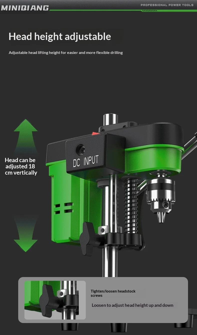 Mini Bench Drill Press, 16mm Small Benchtop Drilling Machine for Wood Metal Plastic DIY Drilling Work