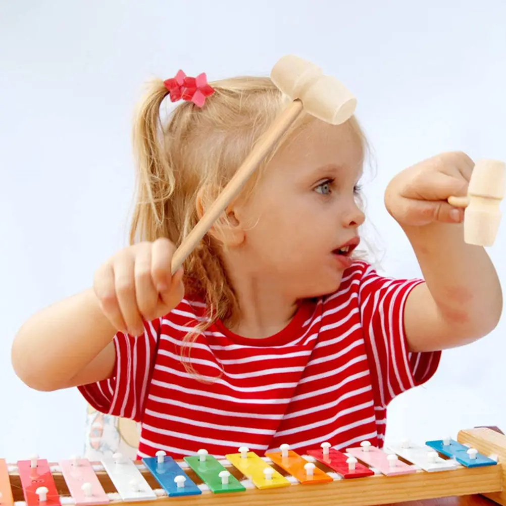 20 Stück Holzkrabben-Hämmer für Kinder, robustes, leichtes Design, sicheres Spielen, Hammer, lustiges Aktivitätswerkzeug, Mini-Hämmer-Set für Kinder