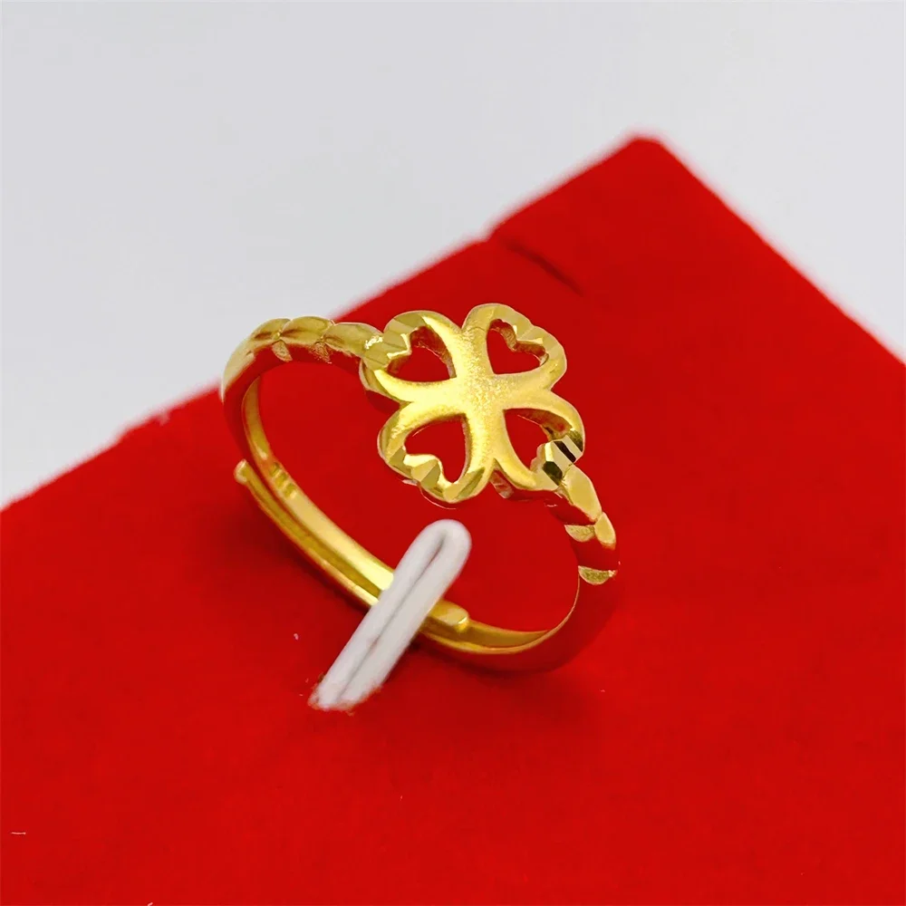 Engagement Rings for Women 24K Gold Plated Bowknot Flower Finger Ring Adjustable Anillos Wedding Band Luxury Dubai Gold Jewelry