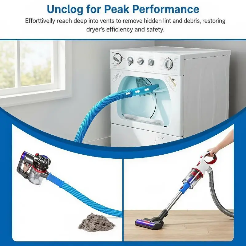 Dryer Vent Cleaner Hose Flexible Vacuum Attachment Lint Remover Pipe For Clothes Dryer Deep Cleaning Home Maintenance