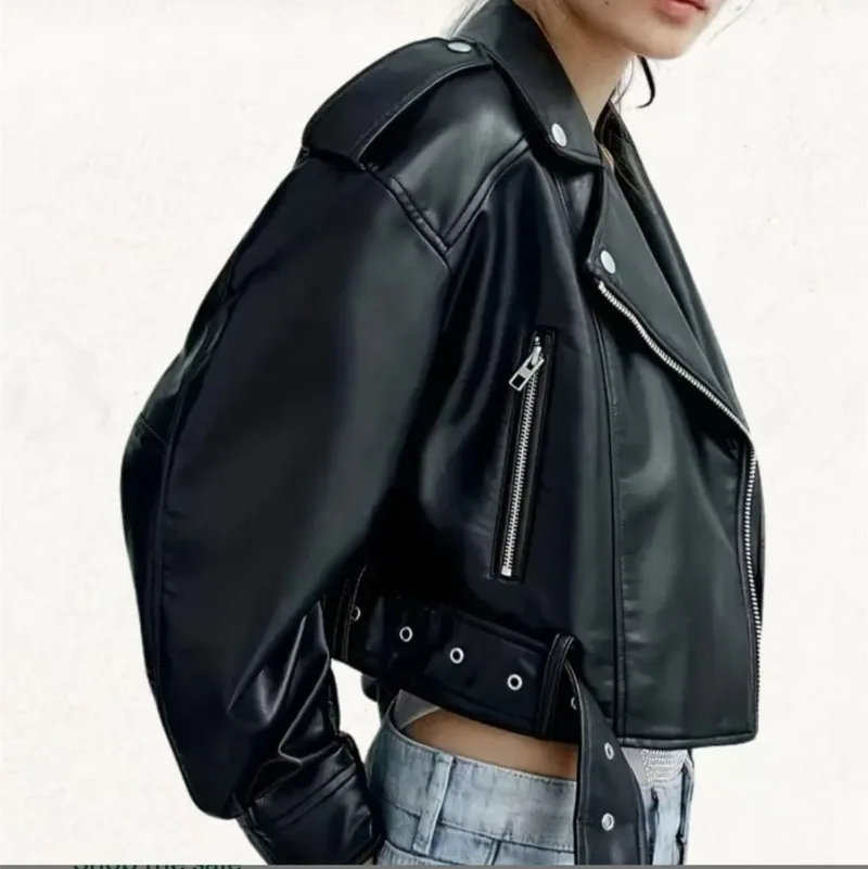 Luxury Soft Women‘s Leather Jacket Vintage Bomber Jacket Moto Biker Coat Windbreaker Spring Autumn Demi-season Jacket Outerwears