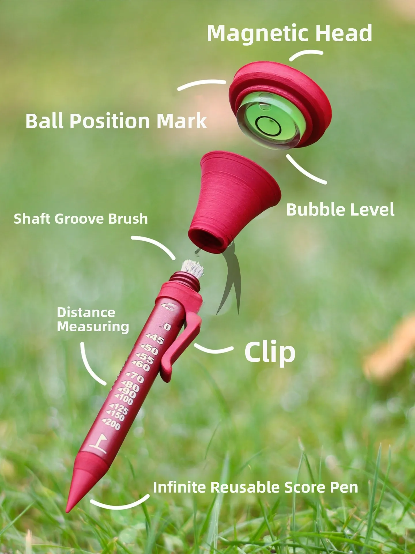 swing-perfect-golf-6-in-all-match-tee-distance-measurement-direction-slot-brush-scoring-pen-level-instrument-mark