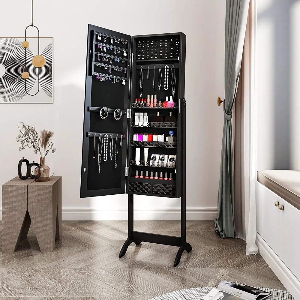 YITAHOME 2 in 1 Jewelry Cabinet with Full Length Mirror, Standing Large Capacity Jewelry Armoire Organizer with 2 Drawers