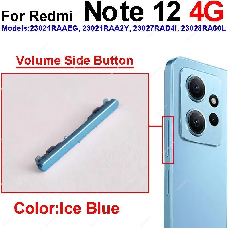 Per Xiaomi Redmi Note 12 Pro Plus 4G 5G Pulsante volume su/giù Tasti laterali di alimentazione Tasto laterale volume Sostituzione riparazione pezzi