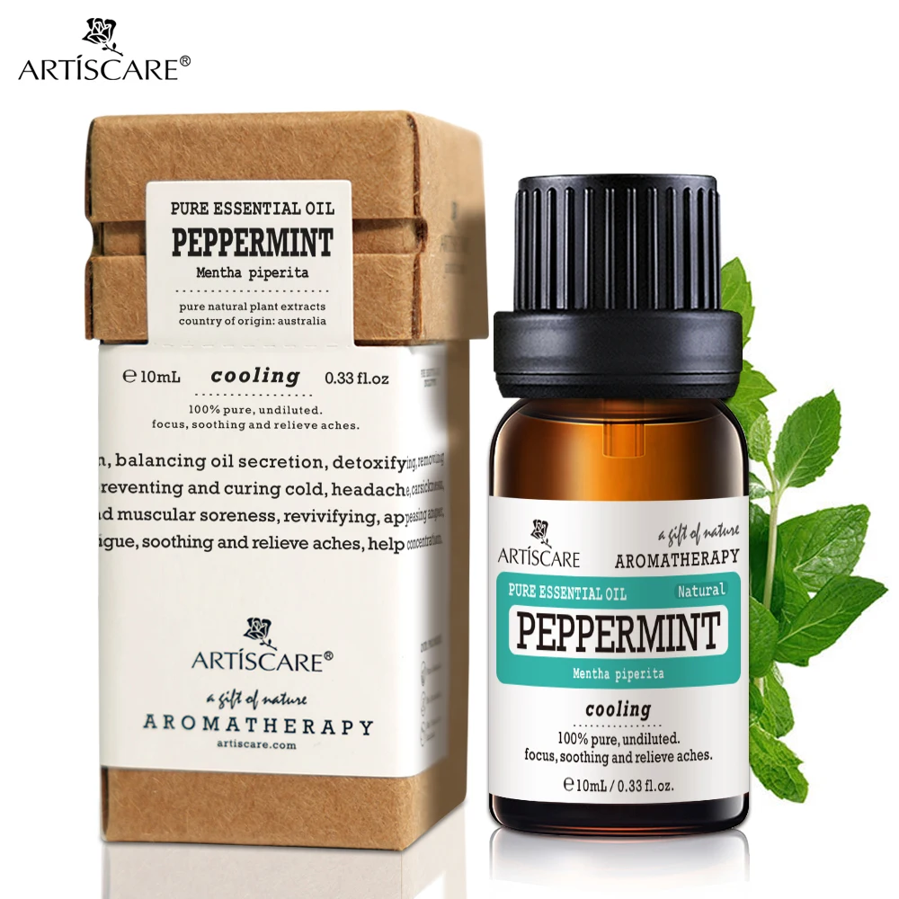 ARTISCARE 100% Peppermint Pure Essential Oil 10ml Deep Clean Pores and Black Head Cleansing Skin Relieve Tired and Headache