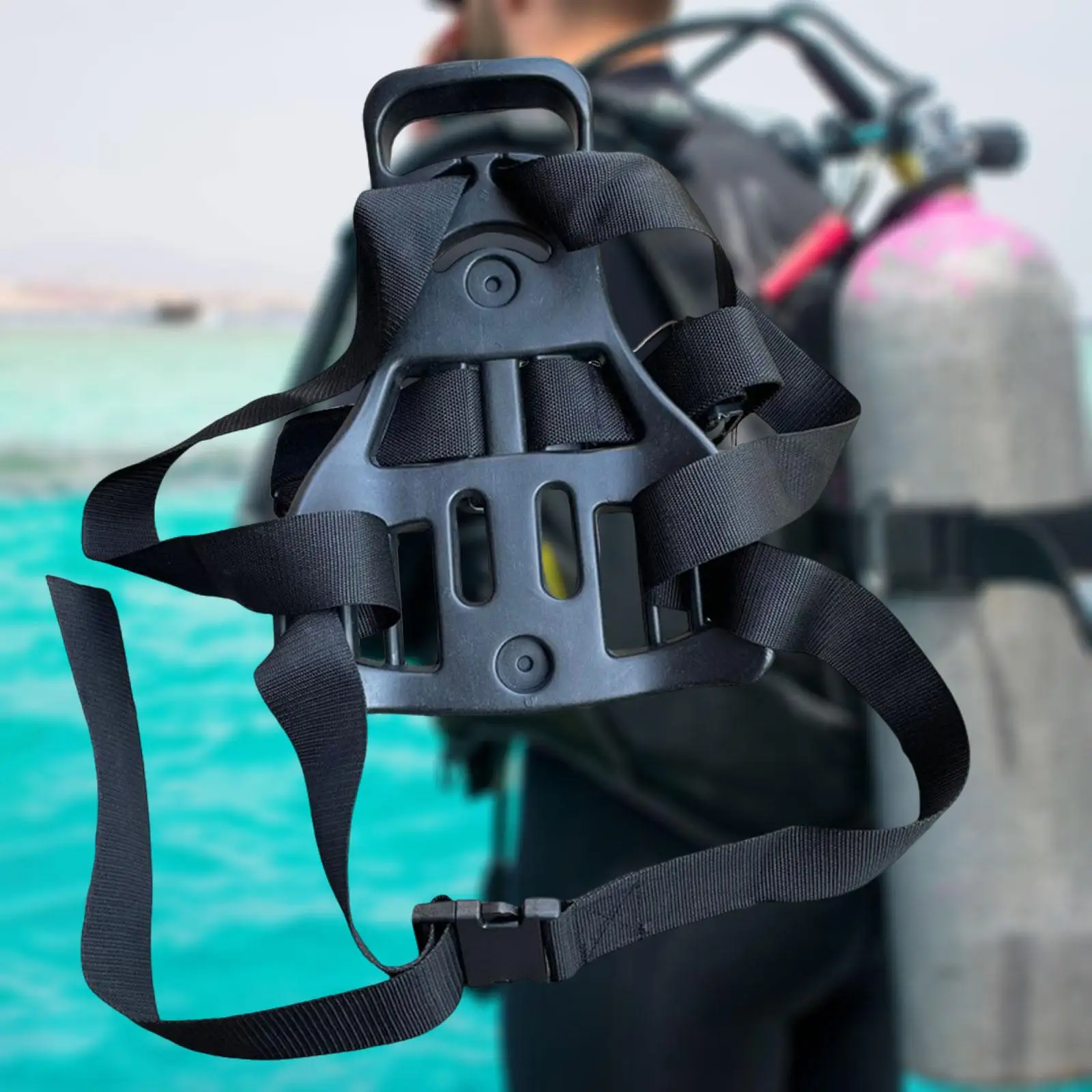 

Dive Tank Backpack Accessory Adjustable Strap Freediving Snorkeling Scuba Backplate Replacement Underwater Scuba Tank Holder