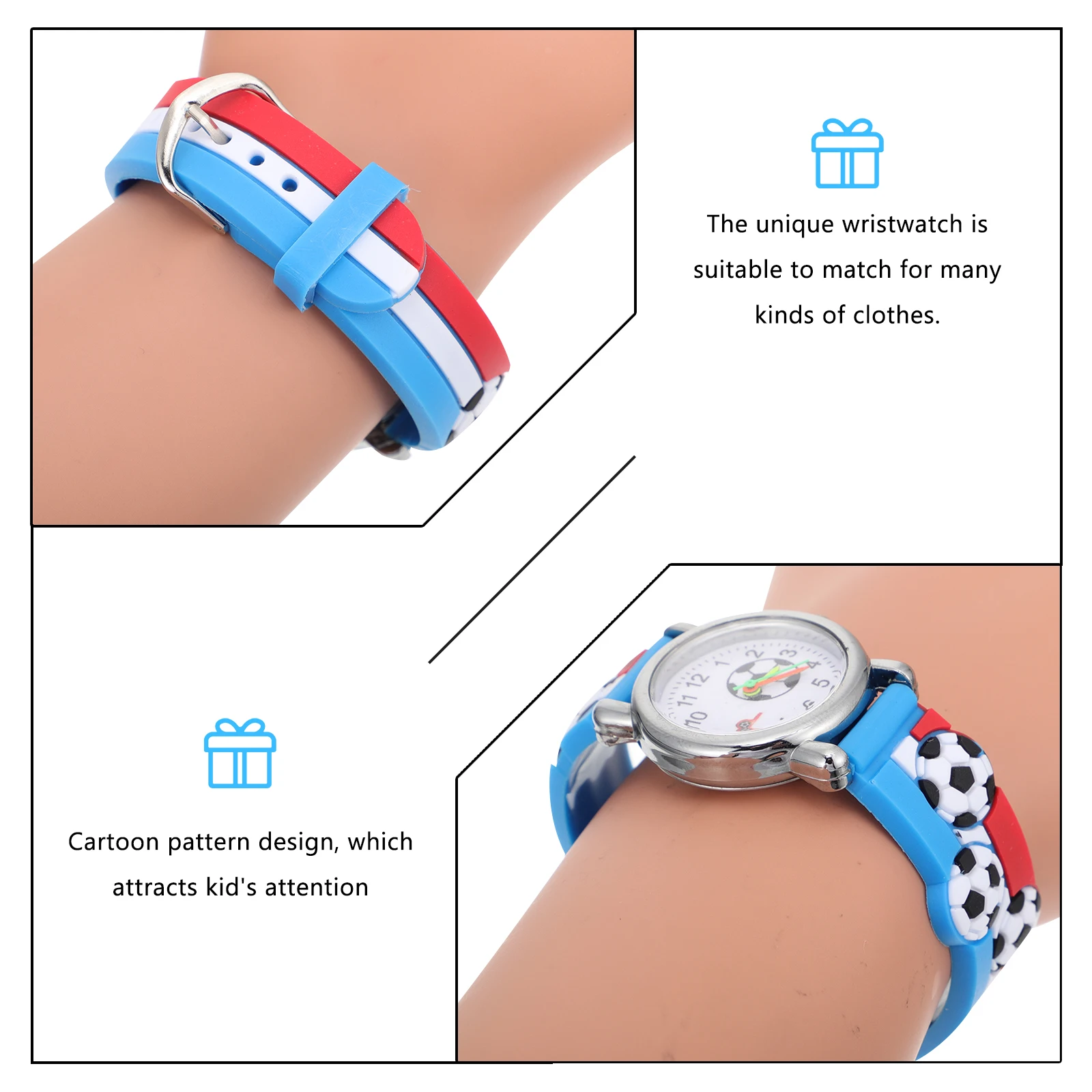 

Football Pattern Children Wristwatch Children Watch Cartoon Silicone Zinc Cartoon Watch Alloy Durable Practical Gift