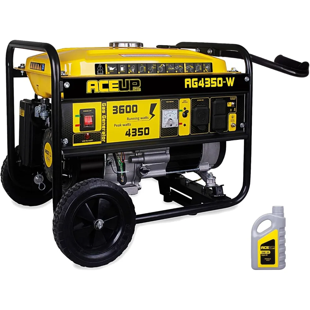 Portable Generator 4350 Watt Gas Powered Equipment with Wheel Kit & Oil, EPA & CARB Compliant