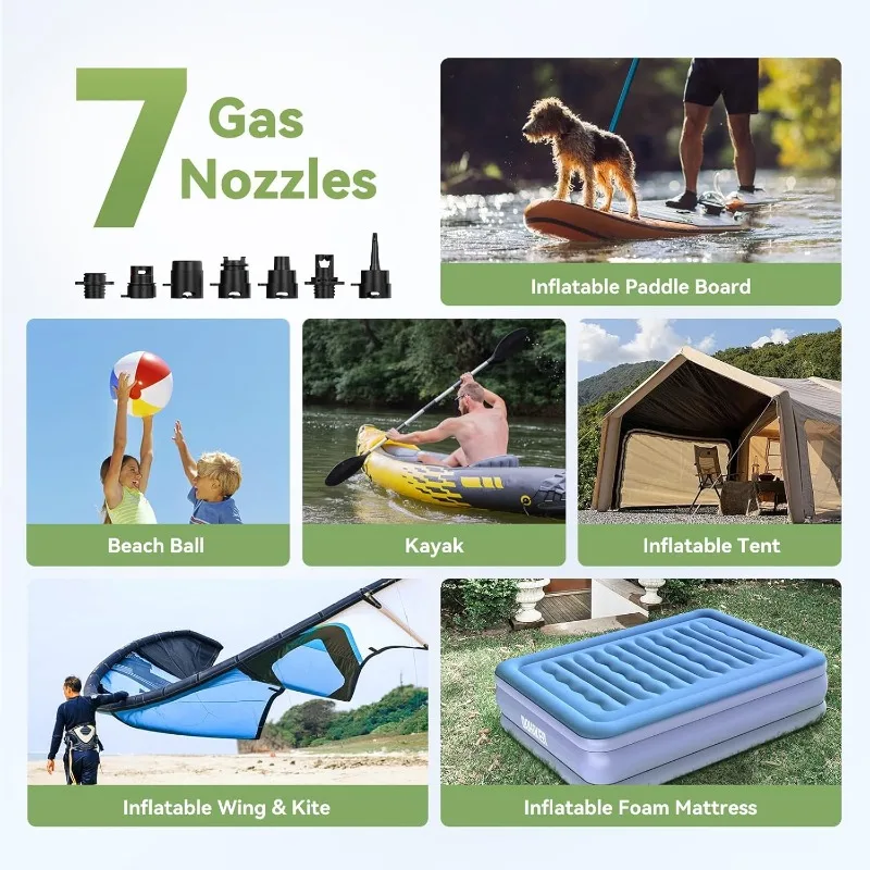 مضخة SUP صغيرة، مضخة لوح مجداف كهربائية، مضخة قابلة لإعادة الشحن 20 رطل لكل بوصة مربعة مع محرك بدون فرش، نفخ مزدوج المرحلة وانكماش