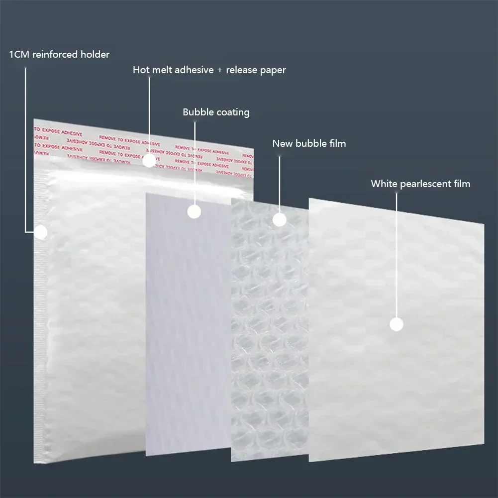 50 قطعة مغلفات فقاعة رغوة بيضاء أكياس الشحن بولي فقاعة البريدية وسادة الذاتي ختم أكياس التعبئة لمجلة 15 سنتيمتر 18 سنتيمتر 23 سنتيمتر 25 سنتيمتر