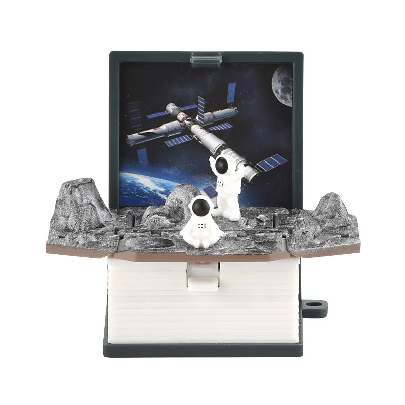 3D Foldable Book Mysterious Space World Astronaut Keychain Pop Up Box Surprise Toy Puzzle Unique Birthday Gift Jack-in-The-Box