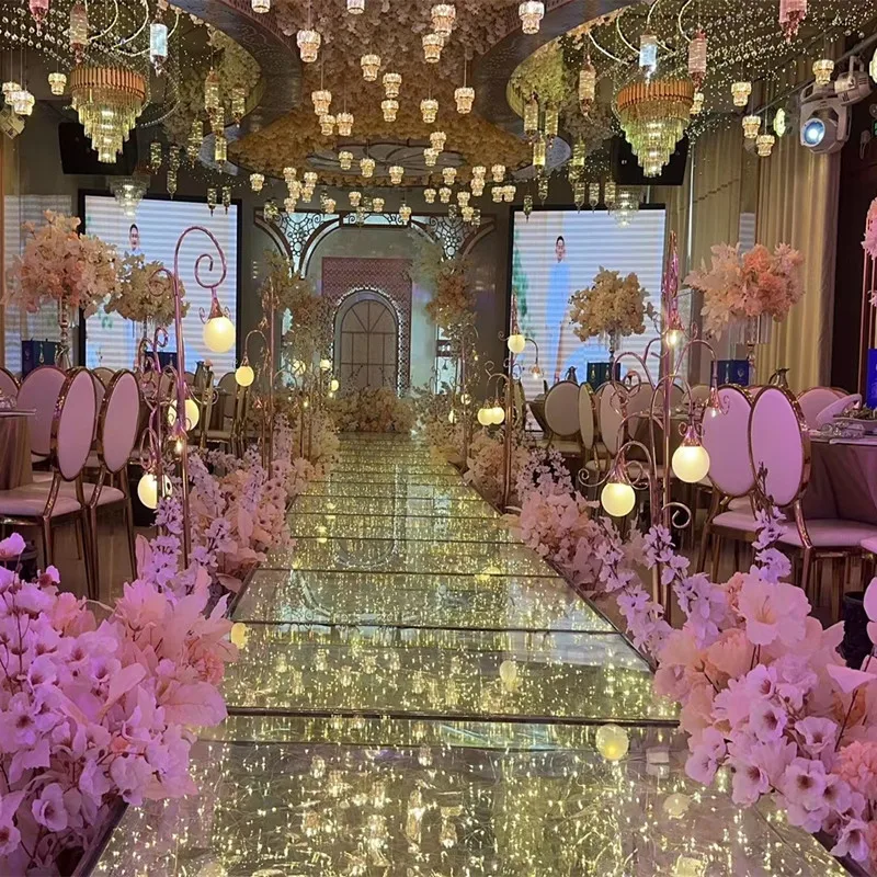 Upscale Wedding Decoration Road Cited Star Avenue Stage Filament Glass Luminous Flooring T Station Walk Show Props