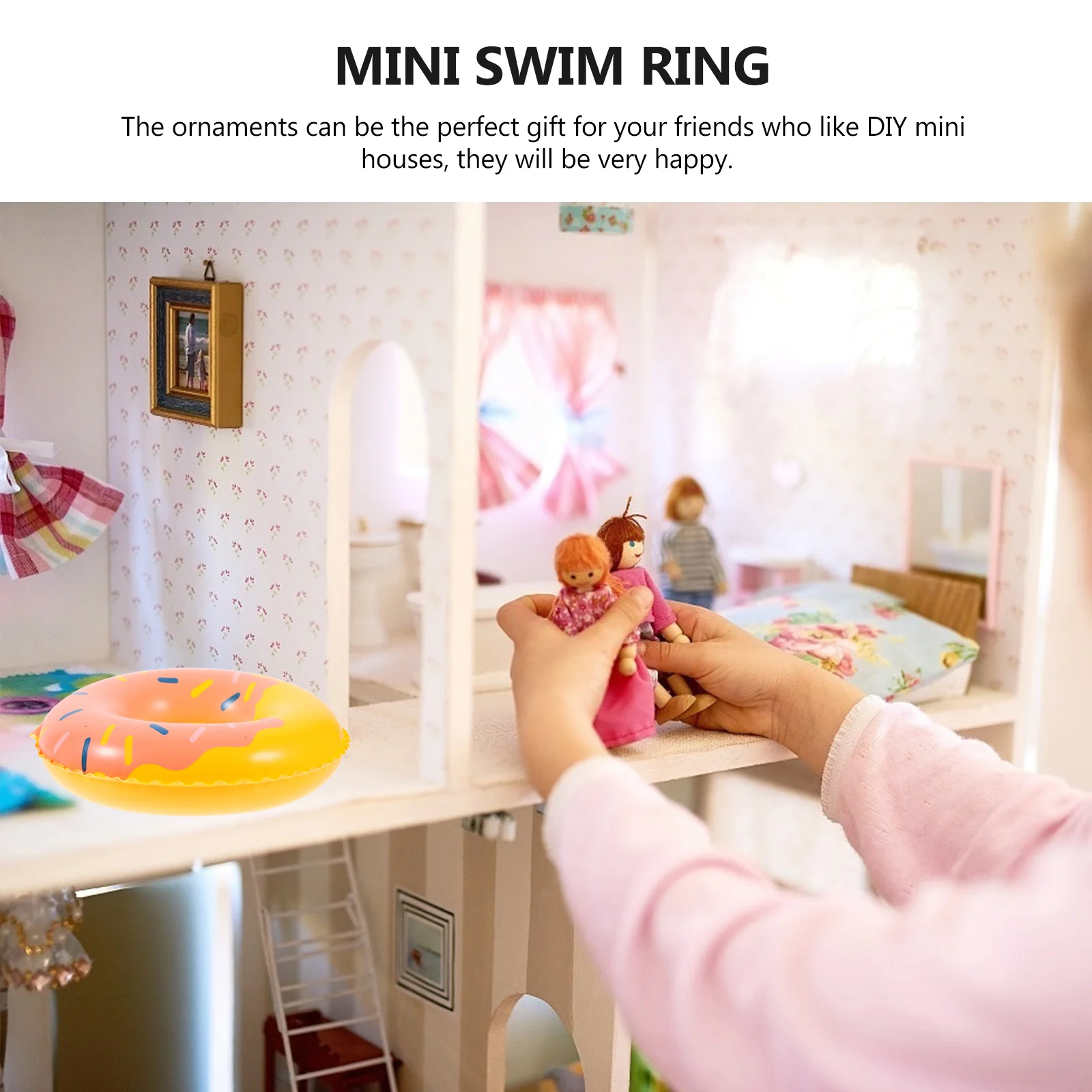 

10Pcs Miniature Swimming Rings Bright Color Smooth Touch Round Edge Suitable for Mini Home Decor Landscape Scene Mini Swim Ring