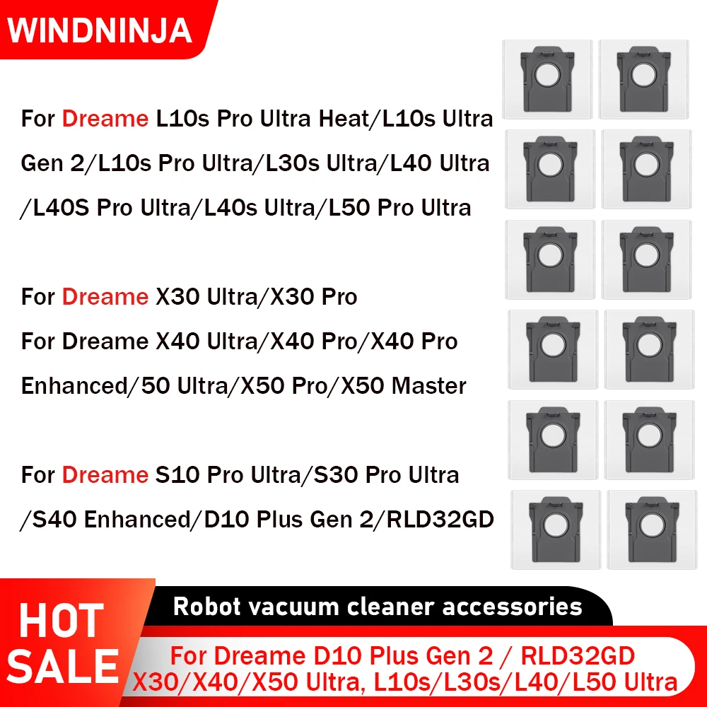 Dust Bags For Dreame D10 Plus Gen 2/RLD32GD, X30/X40/X50 Ultra, S10/S30 Pro Ultra, L10s/L30s/L40/L50 Ultra Vacuum Disposable Bag