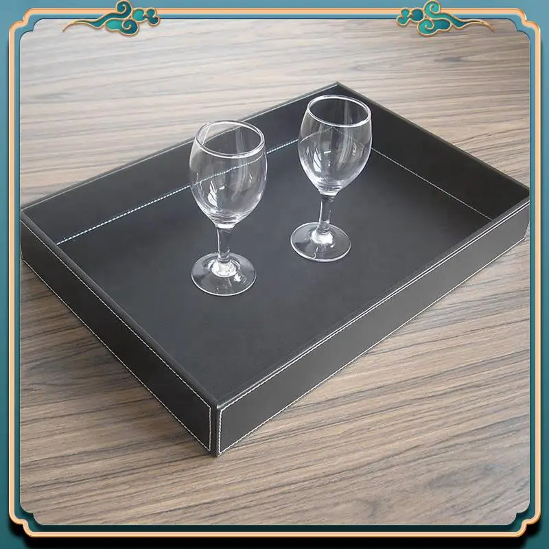 ABJG-2X PU Leather Valet Tray Organizer,Catchall Tray Decorative Desktop Storage Organizer Tray For Change, Coin,Key,Phone