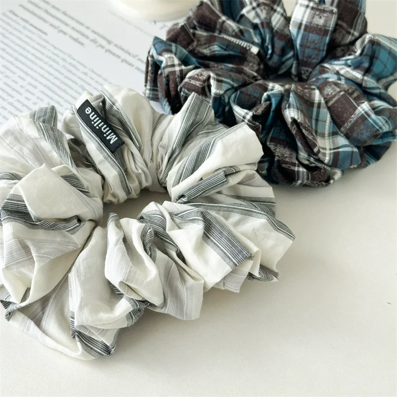 

Korean Version Hand-Made Multi-Pleated Checked Fabric Elastic Scrunchie Advanced Hair Rope Hair Accessrories For Woman Girls