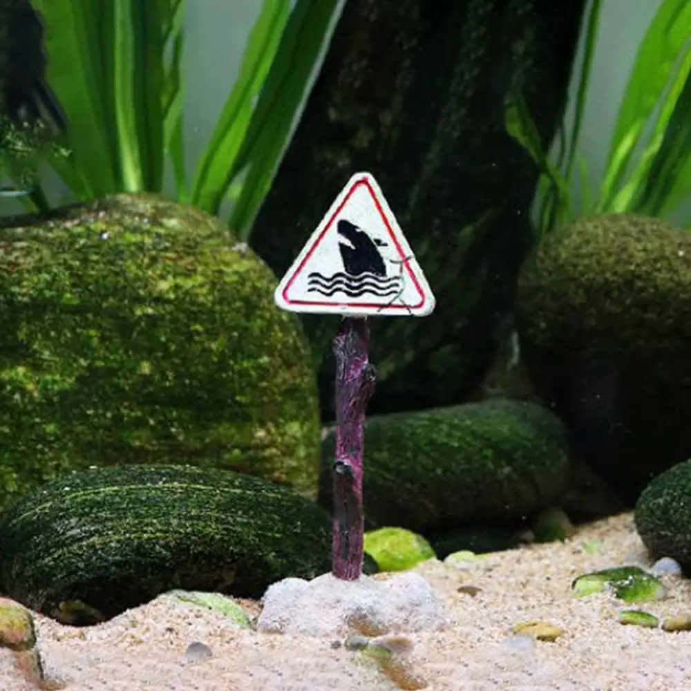 Creative Resin Fish Tank Decoration Artificial Shark Warning Sign Landscaping Accessories Aquarium Background Ornaments Gifts