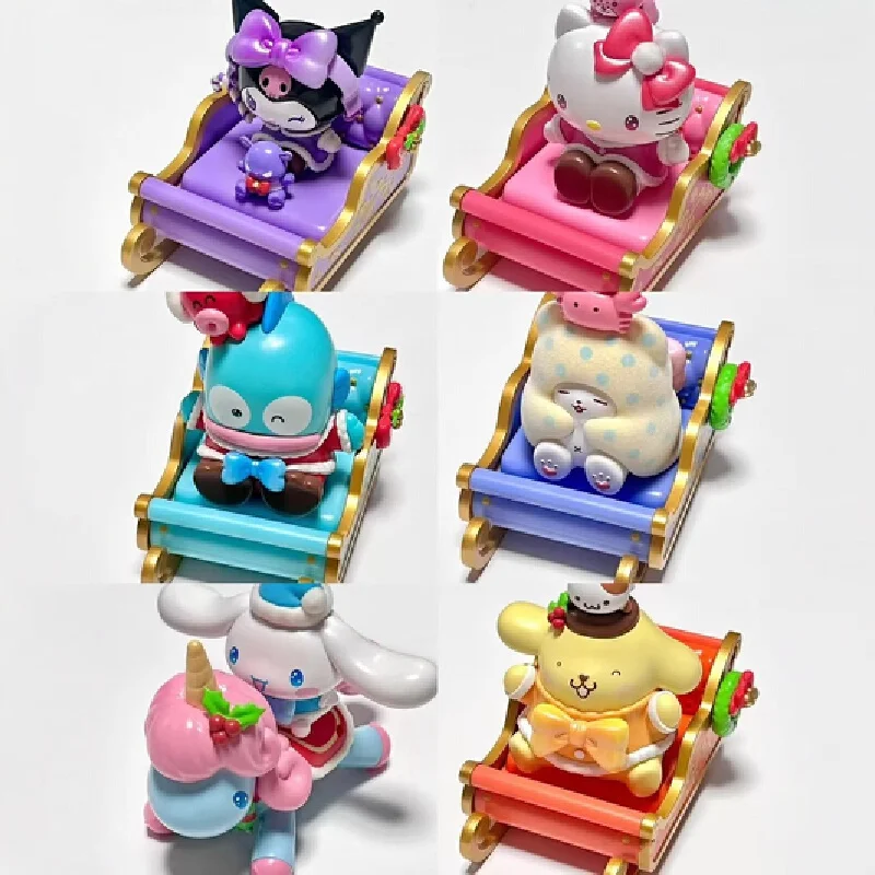 

Sanrio Authentic New Winter Sleigh Series Trend Blind Box My Melody Sanrio Christmas Yugui Kuromi Hand Made Model Ornaments