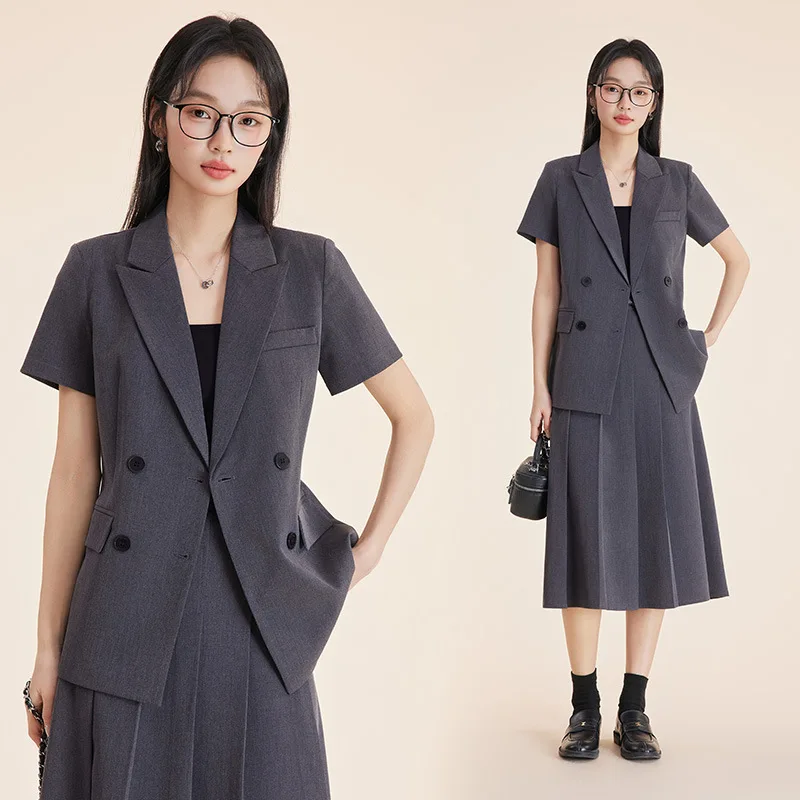 

Высококачественное платье-блейзер с короткими рукавами, женский профессиональный костюм, лето 20225, новый стиль, формальная рабочая форма для менеджера отеля, рабочая форма на столе регистрации