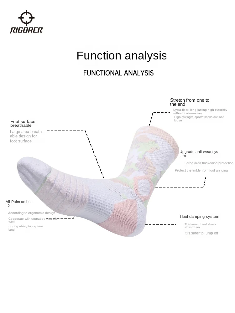 RIGORER Basketball Socks Stockings Sports Socks Training Fitness Towel Socks image 4