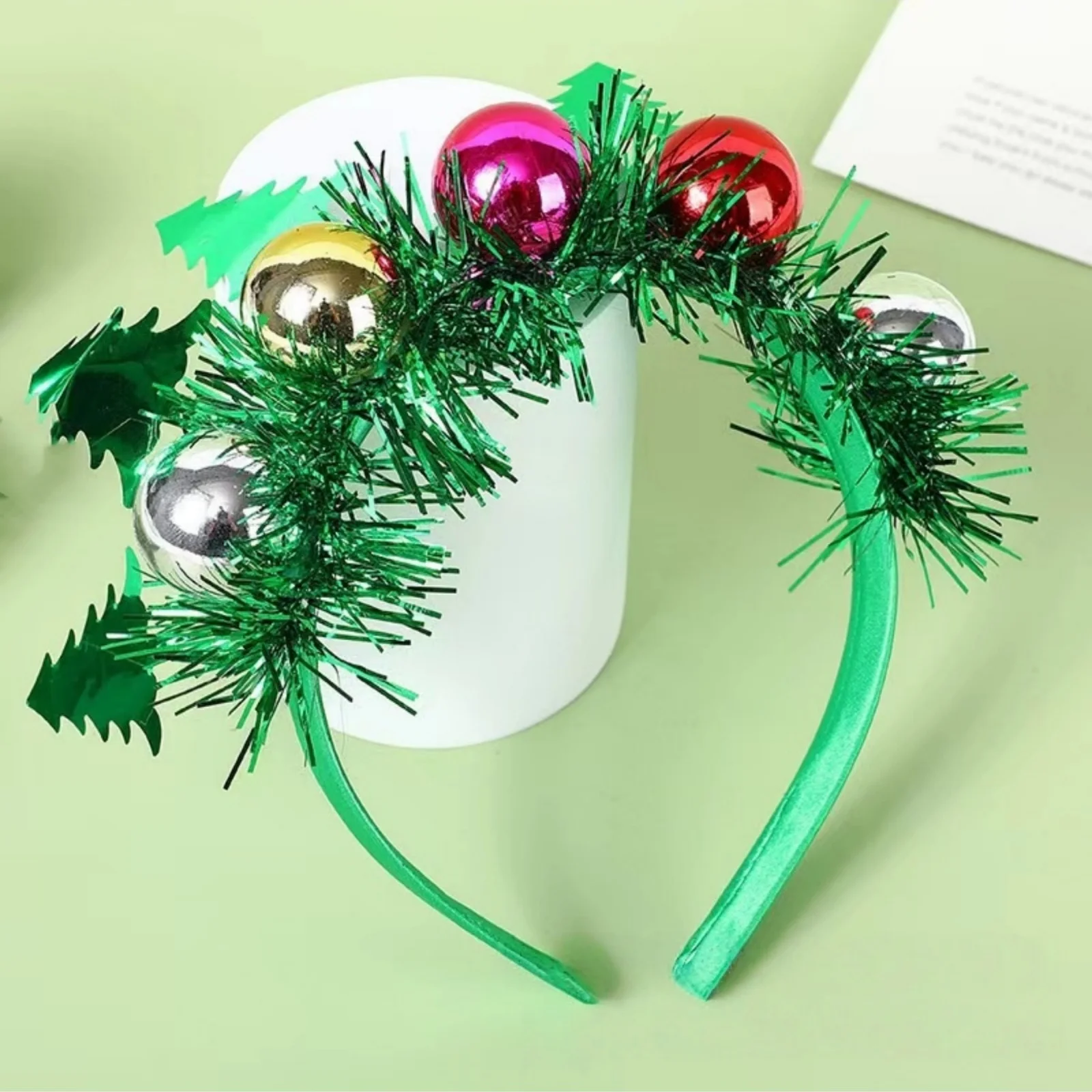 1PC Ball und bunte Streifen Haarreifen, Weihnachtskopfschnalle, kreative leuchtende Party bunte Kugel Kopfbedeckung ABS – Detail 6