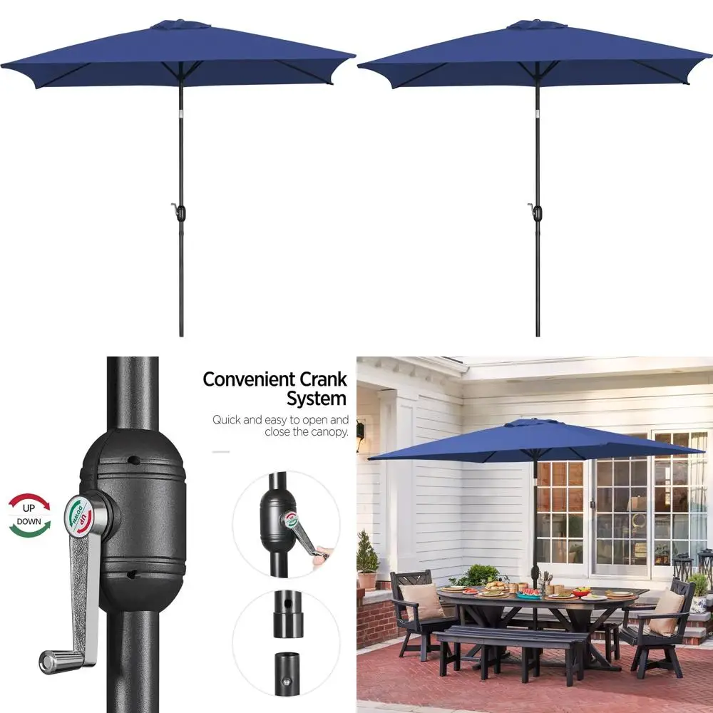 

Большой уличный зонт для патио 6,5 футов, темно-синий, с кнопочным механизмом наклона и ручным подъемом, идеально подходит для сада, газона, пляжа, бассейна и террасы