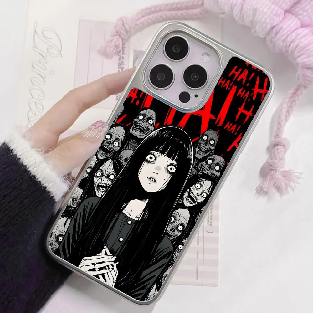 Coque de téléphone portable avec Art gothique de terreur, étui de luxe coloré plaqué argent pour iPhone 17 16 15 14 13 12 11 Air Pro Max Plus