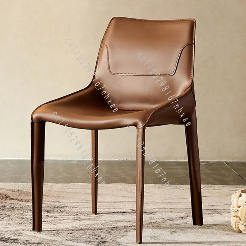 Dining Chair Modern Living Room Chairs Portable Dining Room Sets Durable Interior Furniture for Kitchen with Backrest Leather