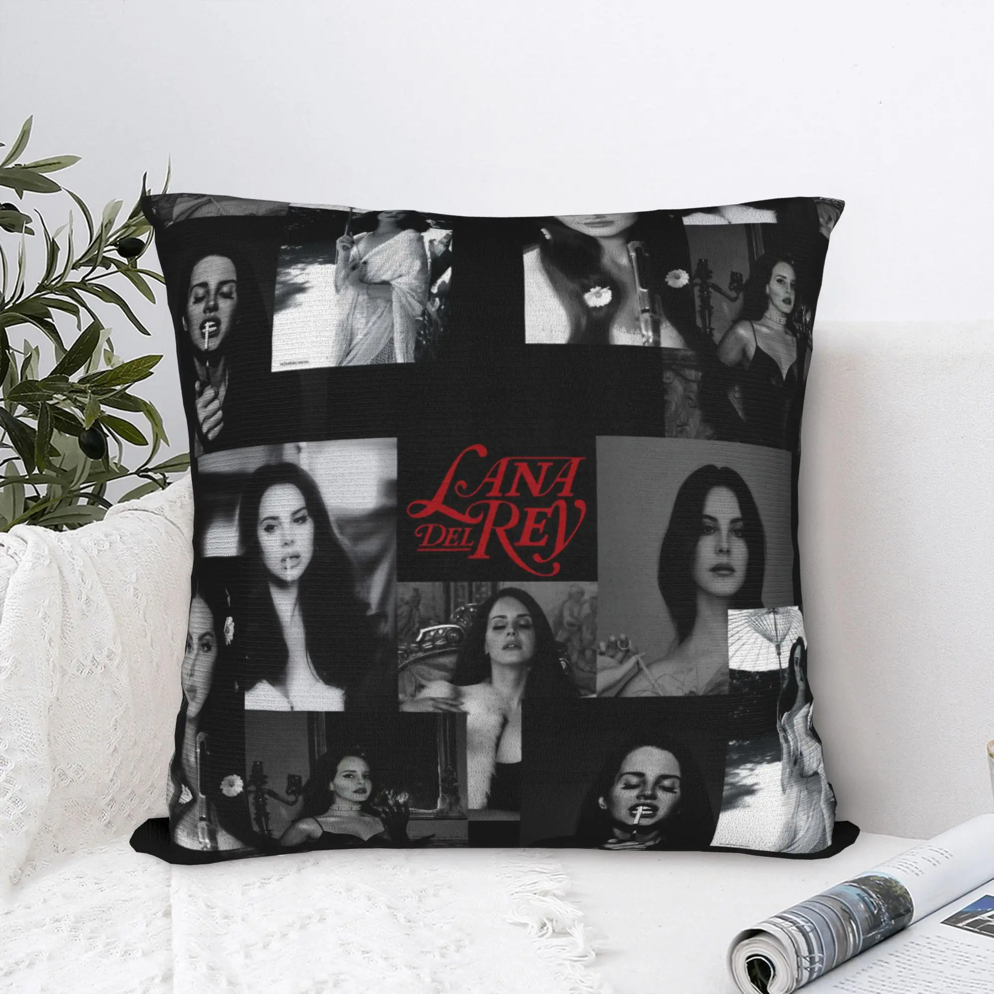 Retro Lana Del Rey Square Pillow Cases Music Singer Cushion Covers Awesome Zipper Decorative Pillowcase for Car 40*40cm