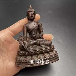 Chinse Buddhism Antique Bronze Carved Medicine Buddha Amitabha Buddha Statue Crafts