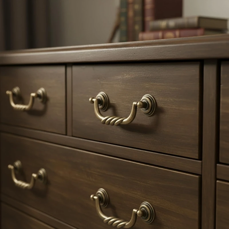 Bronze Drawer Pull Handles 4 Pack Metal Rope Cabinet Hardware with 3.15 Inch Hole Center for Dresser and Cupboard Use D2RD