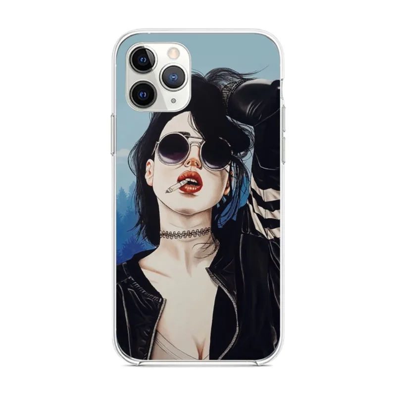 Cyberpunk Girl Anime Phone Case for iPhone 14 13 12 11 XS X 8 7 6 Plus Mini Pro Max SE 2022 Clear Phone Cover Funda