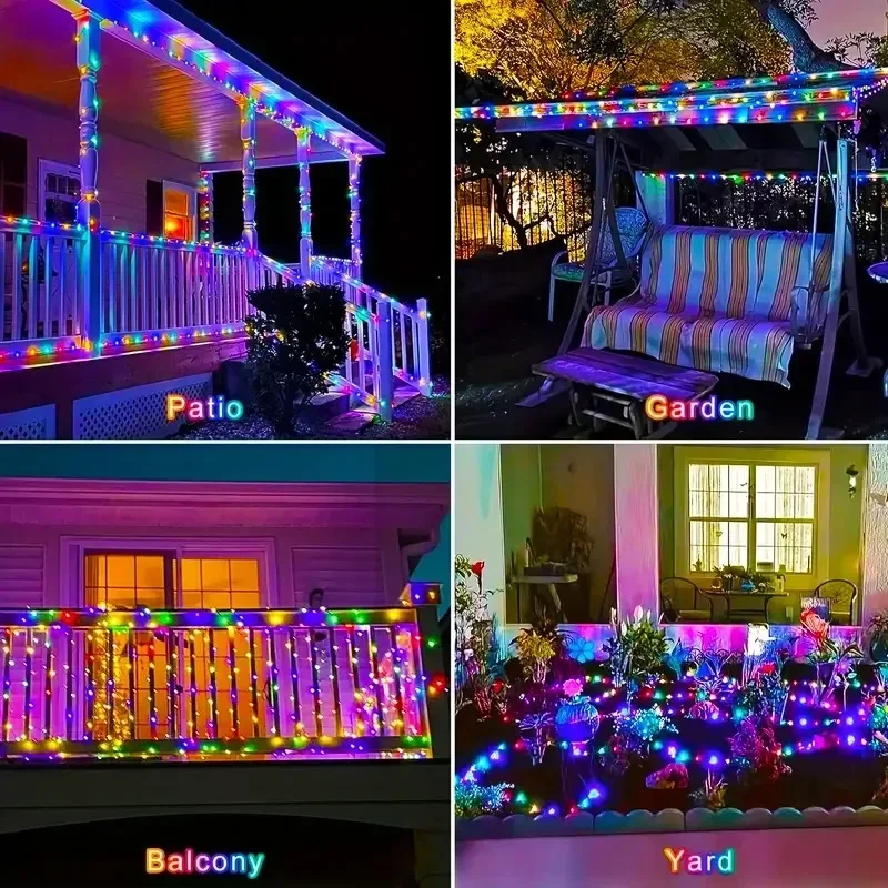 Fairy Lights Solar Garden Lights String Lights with 8 Modes Waterproof Wire Lights for Patio Yard Trees Christmas Party