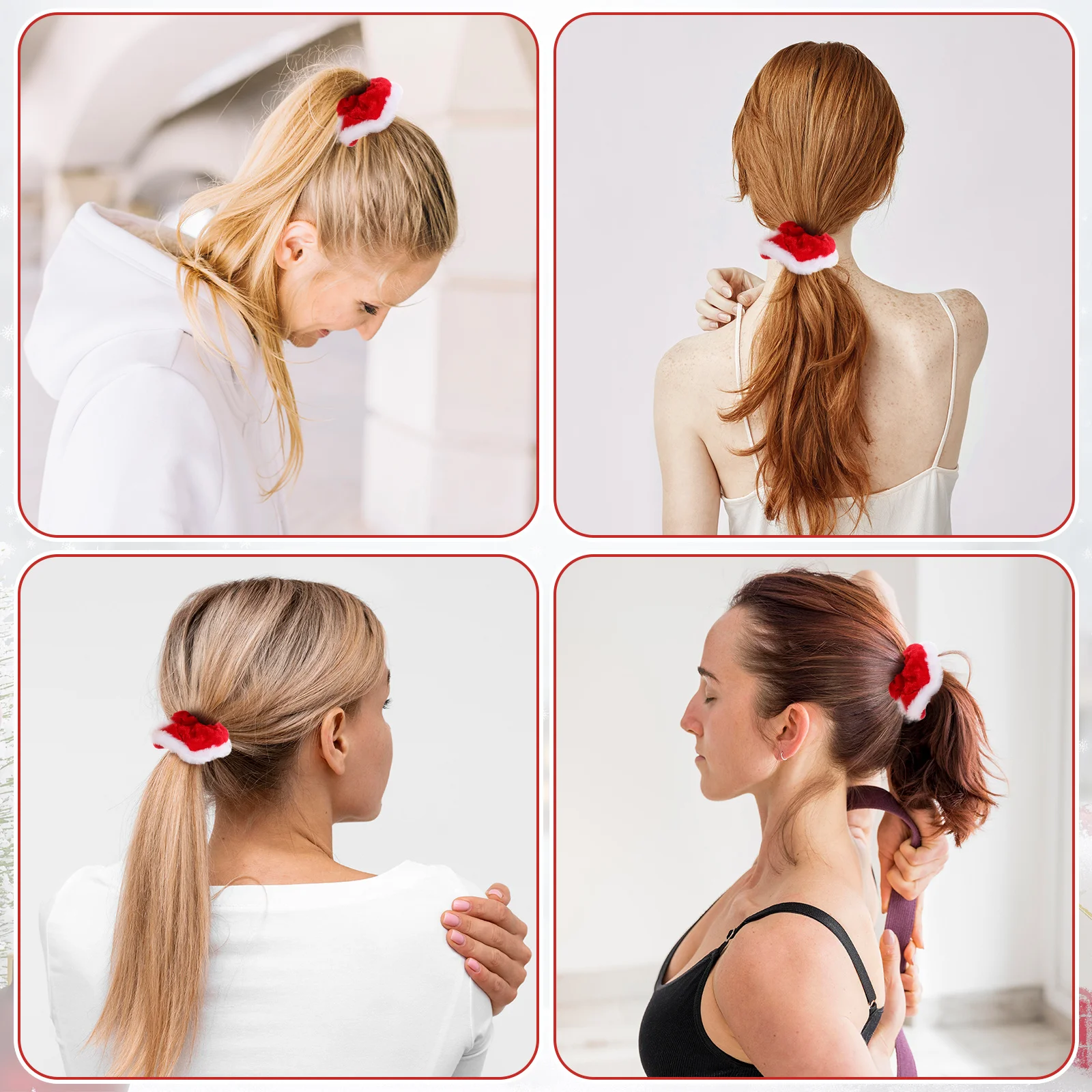 

5 pcs Scrunchies 11Cm Red Velour Hair Ties For Women Christmas Headbands Ponytail Holders Christmas Party Accessories