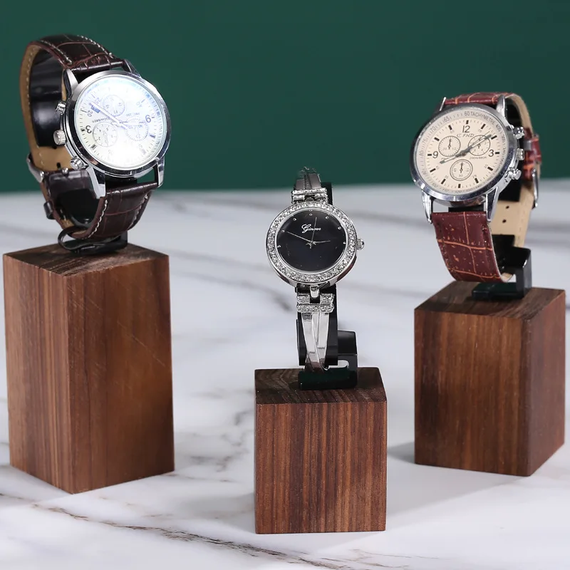 

Walnut Wood Watch Bracelet Display Stand, Wooden Watch Table Storage Rack, C-Ring Watch Display Base