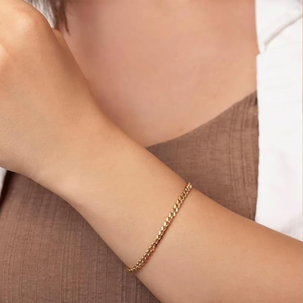 سوار eManco Fashion الكوبي المطلي بالذهب للرجال مصنوع من الفولاذ المقاوم للصدأ ومشبك جراد البحر قابل للتعديل وإكسسوارات بسيطة #3