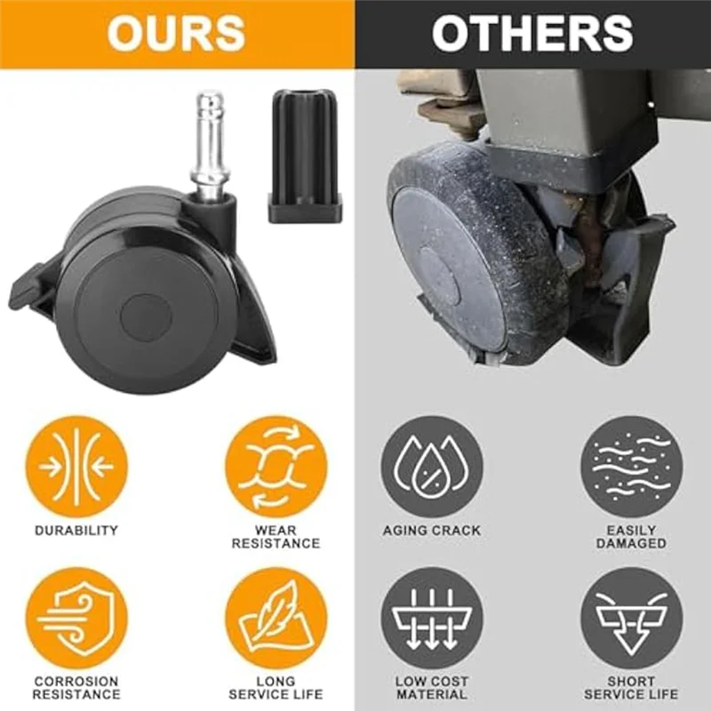 Set di inserti per rotelle con bloccaggio M12K (4 pezzi) 70360 per parti della griglia Weber Genesis 300 per Genesis S-310 S-320 E-310 E-320 S-330