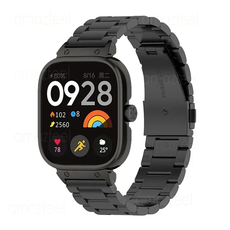 Pulseira de metal caso protetor para redmi relógio 4 pulseira de aço inoxidável para redmi relógio 4 pulseira para redmi watch 4 escudo capa