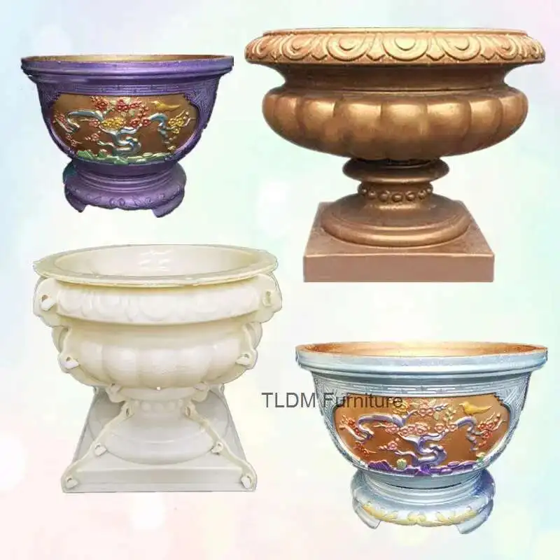 

Roman Flower Pot Plastic Mold for House Outdoor Decoration DIY Large Size Circular Mold Garden Cement Bonsai Vase Mold